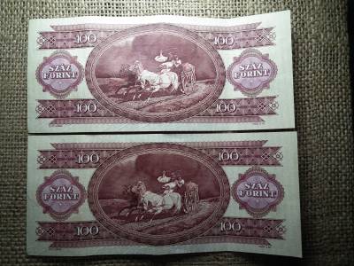 100 forint 1992 , 2 db sorszámkövető  100 forint 1992 , 2 db sorszámkövető