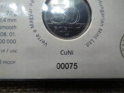 50 forint 2016  ! 70 éves a forint bliszter ! Ritka , alacsony sorszám , 00075 !  50 forint 2016  ! 70 éves a forint bliszter ! Ritka , alacsony sorszám , 00075 !