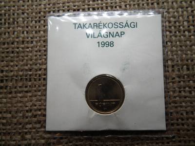 1 forint 1998 , OTP Bank csomagolásban Takarékossági Világnap 1998 ,  UNC verdefényes , OTP Észak-pesti régió