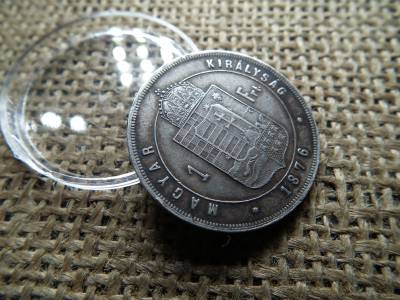 Ferenc József , ezüst 1 forint 1876 KB , Körmöcbánya , sérült perem  Ferenc József , ezüst 1 forint 1876 KB , Körmöcbánya , sérült perem