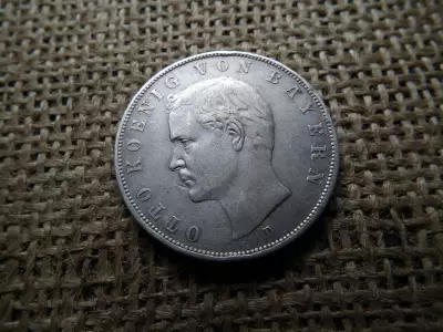 Bajor , ezüst 3 márka 1908 D , Mark , Ottó 
