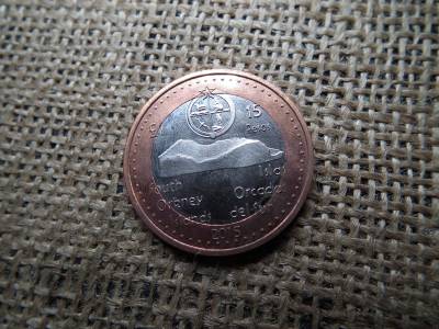 Déli-Orkney-szigetek 1 font / 15 peso 2015 Powell-sziget ,  császárpingvin , ritka  Déli-Orkney-szigetek 1 font / 15 peso 2015 Powell-sziget ,  császárpingvin , ritka