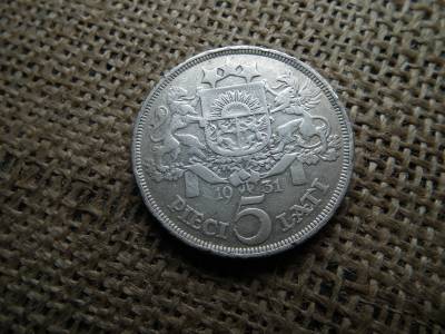 Lettország ezüst 5 lati 1931  Lettország ezüst 5 lati 1931