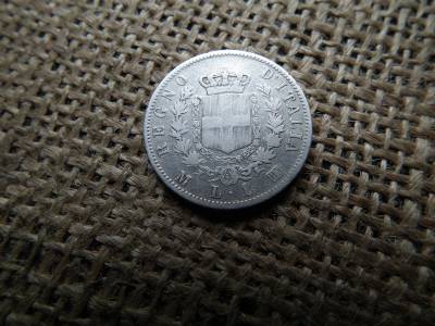 Olaszország ezüst 1 lire 1863 , líra 