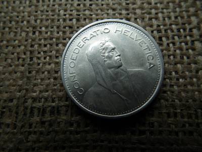 Svájc , ezüst 5 frank 1966 B , francs 