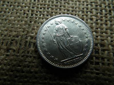 Svájc , ezüst 2 frank 1965 B , francs  Svájc , ezüst 2 frank 1965 B , francs