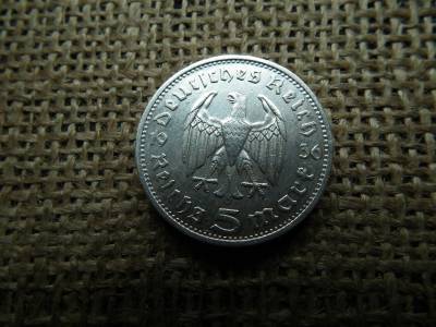 Birodalmi ezüst 5 márka 1936 G 