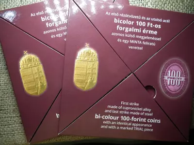 100 forint szett 2019 + 2018 Minta veret RITKA csak 4000 db! NEM mágnesezhető 2019-es 100 Ft-al !! ár / szett