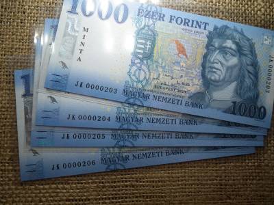 1000 forint 2023 JK , UNC , alacsony sorszám , MINTA , ritka ! 4 db sorszámkövető ! 
