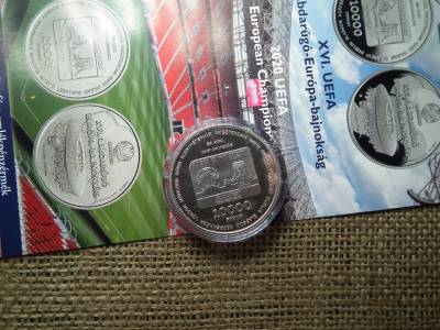XVI. UEFA Labdarúgó-Európa-bajnokság ezüst 10000 Forint 2021 BP PP + prospektus , D