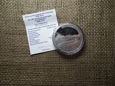 Eötvös Lóránd halálának 100. évf. .ezüst 10000 Forint 2019 BP PP +certi , D