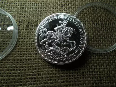 Szín ezüst Szent György Pénzverős érem , 999/1000 , 29g 