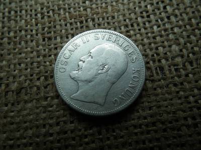 Svédország , ezüst 2 kronor 1907 , korona , ritkább Svédország , ezüst 2 kronor 1907 , korona , ritkább