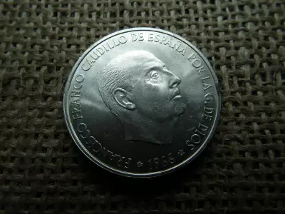 Spanyolország , ezüst 100 Pesetas 1967  , 1966 – Francisco Franco