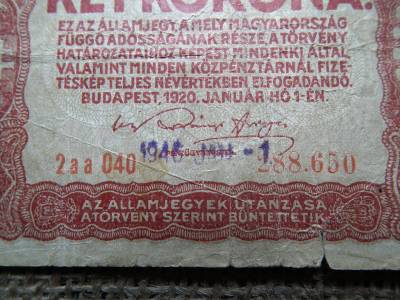 2 korona 1920  felülbélyegzett !  2 korona 1920  felülbélyegzett !