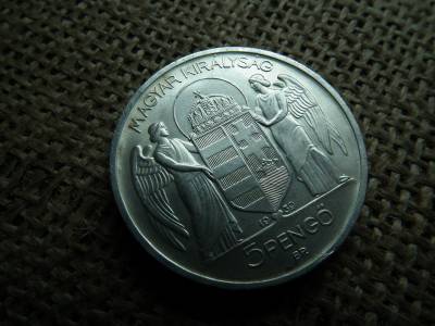 Horthy , ezüst 5 pengő 1939  Horthy , ezüst 5 pengő 1939