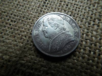 Vatikán , ezüst 2 lire 1867 , líra  , csiszolt perem , IX. Pius Vatikán , ezüst 2 lire 1867 , líra  , csiszolt perem , IX. Pius