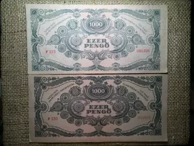 1000 pengő 1945 pár  ! Egyenes szárú 3 -as és ovális ! 