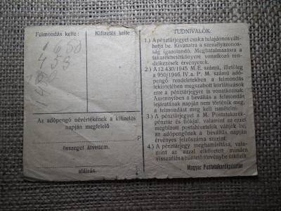 Tízezer nem kamatozó Pénztárjegy 1946 ,  10000 adópengő 