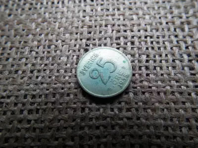 Svédország , ezüst 25 öre 1955