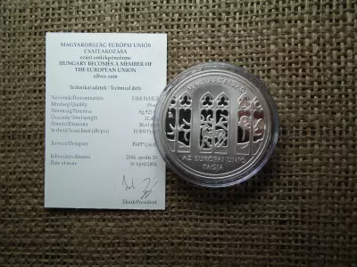 UNIÓS CSATLAKOZÁS 5000 FORINT 2004 EZÜST PP + certi 