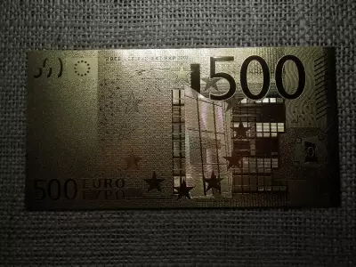Aranyozott plasztik bankjegy , 500 euro 2002 , euró