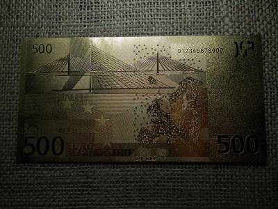 Aranyozott plasztik bankjegy , 500 euro 2002 , euró Aranyozott plasztik bankjegy , 500 euro 2002 , euró