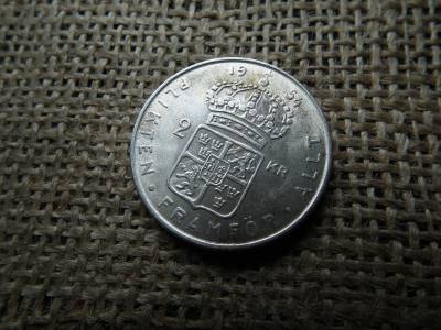 Svédország , ezüst 2 korona 1954 , extra , verdefényes , kronor 