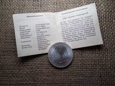 Németország , ezüst 10 márka 1996 A , Mark , Kolpingwerk