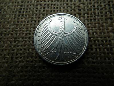 Németország , ezüst 5 márka 1964 J , mark , ritkább 