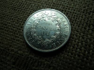 Franciaország , ezüst 10 francs 1967 , frank , extra ,eÉpublique , ékezetes , ritkább 