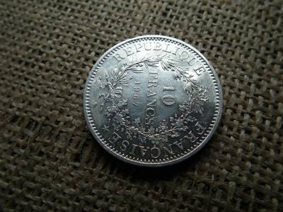 Franciaország , ezüst 10 francs 1967 , frank , extra ,eÉpublique , ékezetes , ritkább 