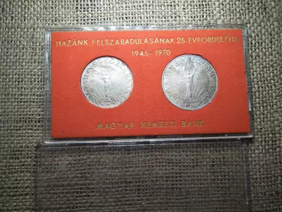 Ezüst 100 és 50 forint 1970 , felszabadulás , eredeti tokjban , extra darabok 