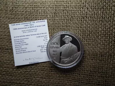 Ezüst 10000 forint 2015 PP ,Csók Isván 