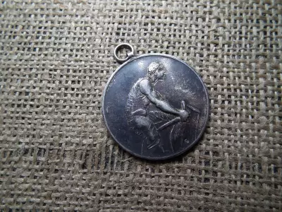 Régi ezüst , kerékpáros érem , kerékpár verseny érme 