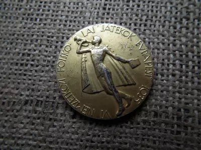 VI. Nemzetközi Főiskolai Játékok Budapest 1935 érem , aranyozott ezüst ! Madarassy 