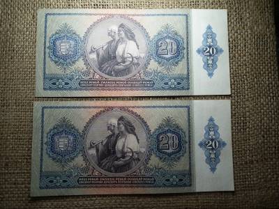 20 pengő 1941 , 2 db sorszámkövető 