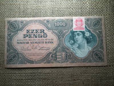 1000 pengő 1945 fordított hátlapi alapnyomat 