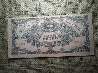 1000 pengő 1945 , MNB bélyeggel 