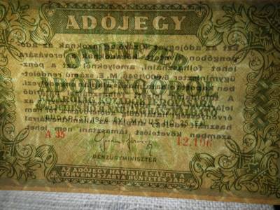 Ötvenezer Adópengő 1946 , sorszámos , vízjeles 