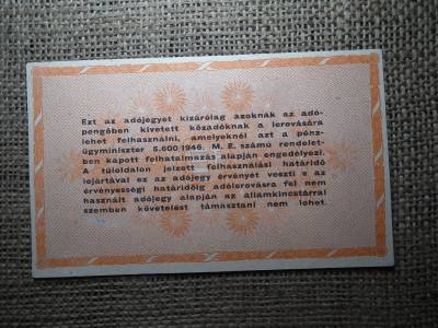 Százmillió Adópengő 1946 , ritka , hajtatlan 