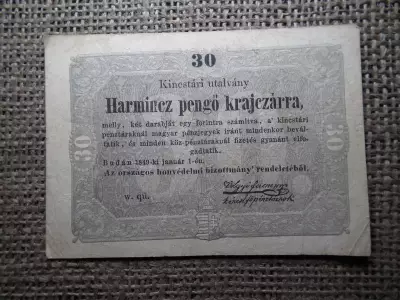 Kossuth 30 Pengő Krajcár 1849 