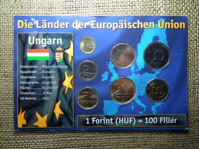 Német csomagolás ! Forint forgalmi sor ! Verdefényes érmékkel ! 100 forint 1998 , 2007 , 2006 , 2003 , 2001 évszámok 