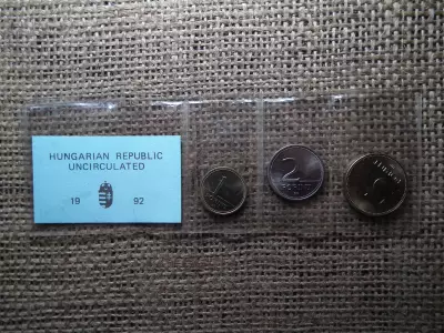 UNC 1 , 2 és 5 forint 1992 , bontatlan fóliás sor ! 