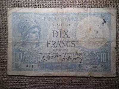 Franciaország dix francs 1922 , 10 frank , Minerve típus 1915 , ritka ! 