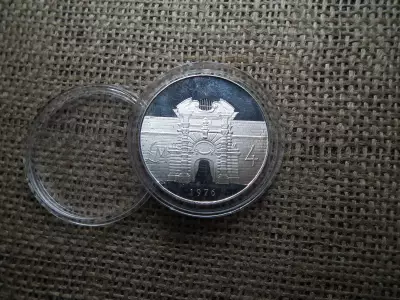 Málta , ezüst 4 Liri 1976 PP , Fort Manoel kapu , líra , font 