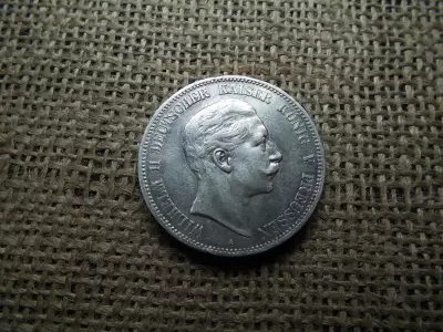 Porosz , ezüst 5 márka 1908 A , II. Vilmos , mark 