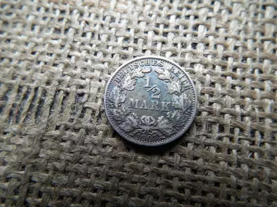 Németország , birodalmi ezüst 1/2 márka 1907 A , mark 