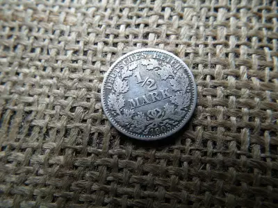 Németország , birodalmi ezüst 1/2 márka 1905 A , mark 