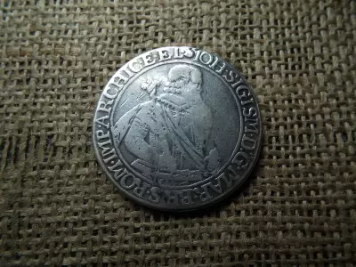 Brandenburgi őrgrófság Német államok , nagyon ritka ezüst 1 tallér 1614 MH , 1 thaler , III. János Zsigmond , RR ! forrasztásnyom 12 óránál 